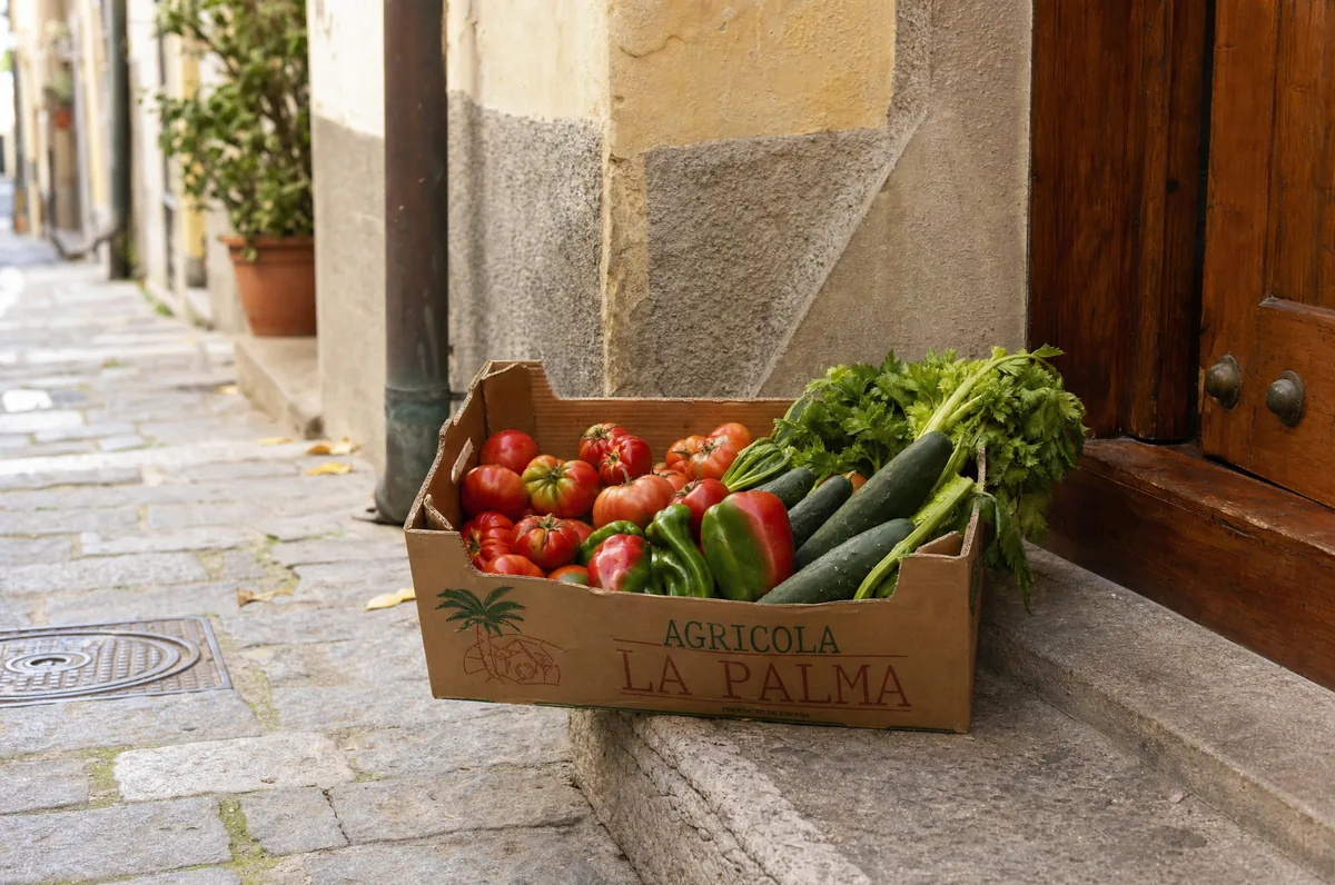 Caja de verduras frescas de temporada entregada en la puerta en menos de 48 horas desde la cosecha